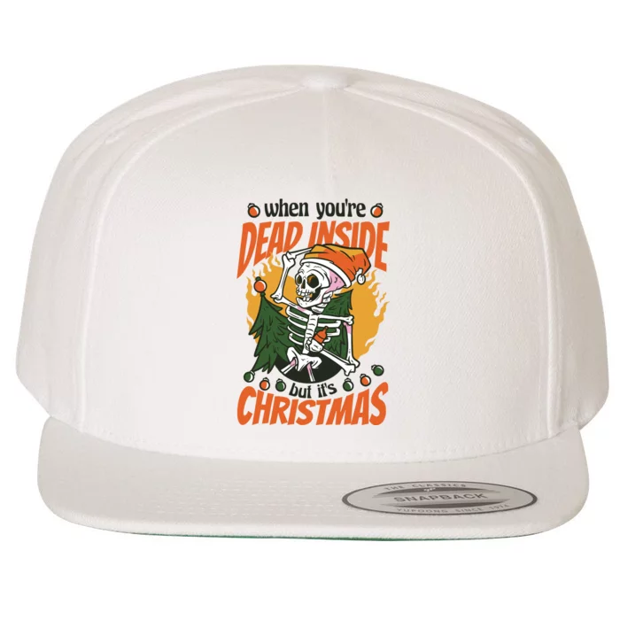 Funny Skeleton Dead Inside But Its Christmas Wool Snapback Cap