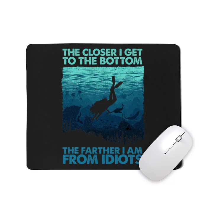 Funny Scuba Diving Themed Art For Women Scuba Diving Mousepad