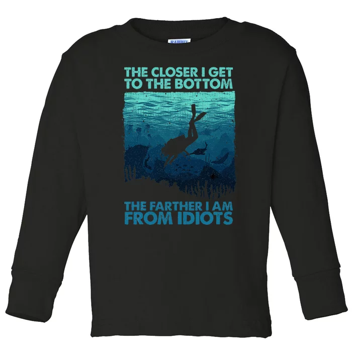 Funny Scuba Diving Themed Art For Women Scuba Diving Toddler Long Sleeve Shirt