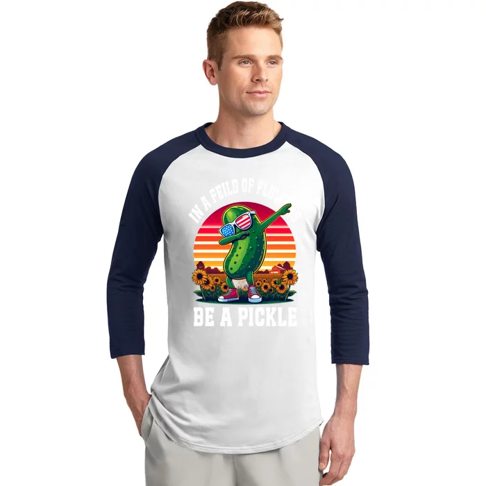 Funny Saying Dabbing Pickle Cucumbers Funny Gift Baseball Sleeve Shirt