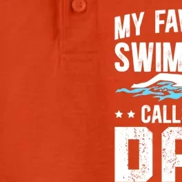 Favorite Swimmer Dad Swim Dad Swimming Father Of A Swimmer Cool Gift Dry Zone Grid Performance Polo