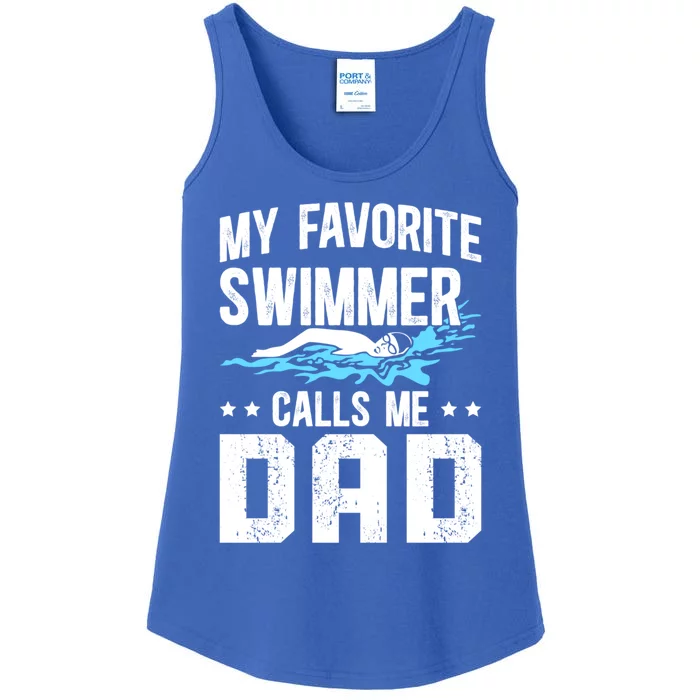 Favorite Swimmer Dad Swim Dad Swimming Father Of A Swimmer Cool Gift Ladies Essential Tank