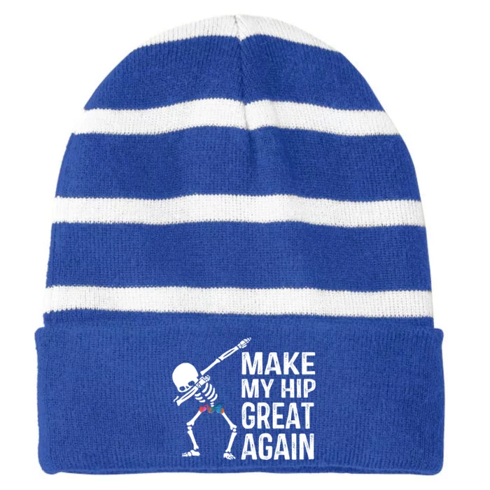 Funny Skelton Dapping Gift Hip Surgery Funny Hip Replacet Meaningful Gift Striped Beanie with Solid Band