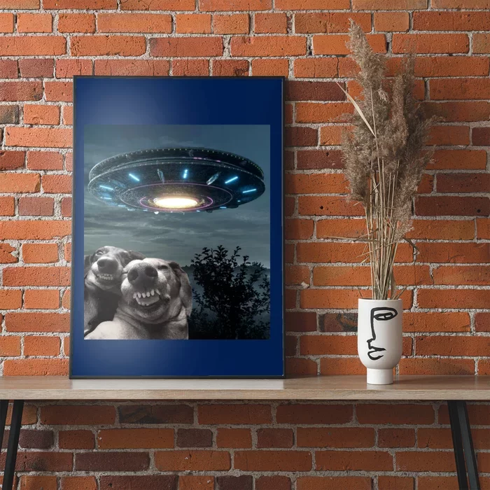 Funny Selfie Dog With Alien UFO Funny Dogs Lover Poster