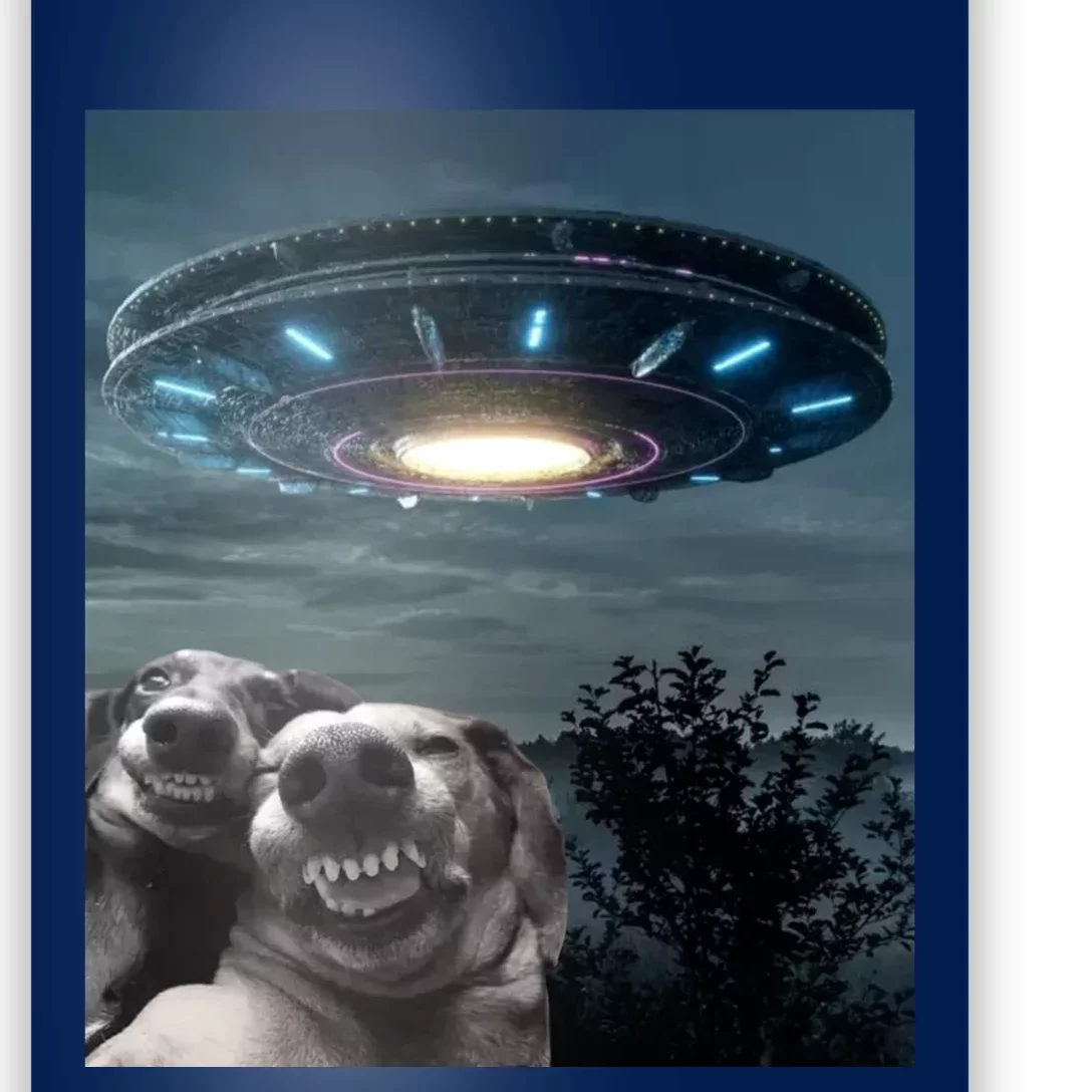 Funny Selfie Dog With Alien UFO Funny Dogs Lover Poster