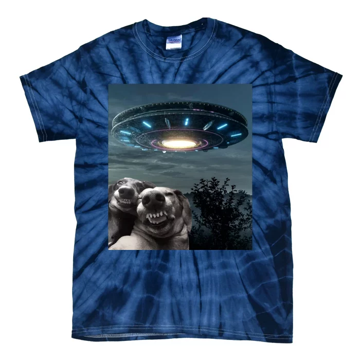 Funny Selfie Dog With Alien UFO Funny Dogs Lover Tie-Dye T-Shirt