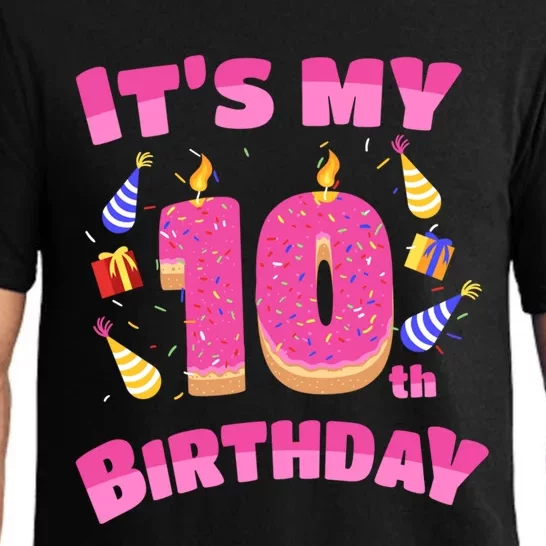 Funny Sweet Donut It's My 10th Birthday 10 Yr Old Gift Funny Gift Pajama Set