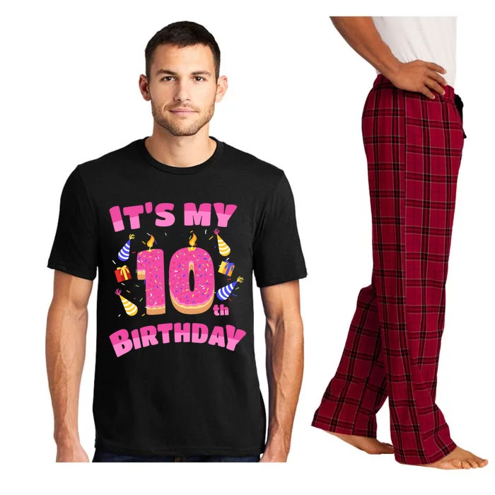 Funny Sweet Donut It's My 10th Birthday 10 Yr Old Gift Funny Gift Pajama Set