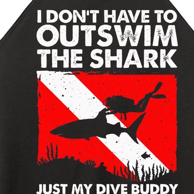 Funny Scuba Diving Design For Men Women Shark Diving Buddy Women’s Perfect Tri Rocker Tank