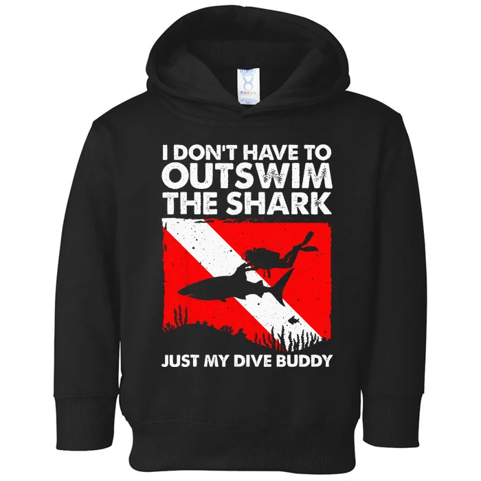 Funny Scuba Diving Design For Wo Shark Diving Buddy Toddler Hoodie