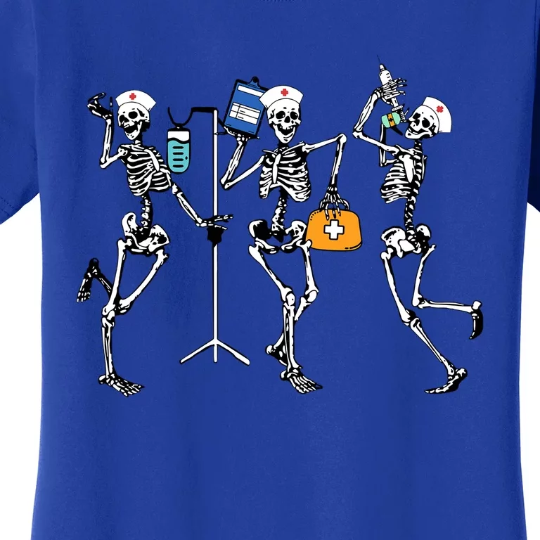 Funny Skeleton Dancing Nurse Halloween Healthcare Crew Gift Women's T-Shirt