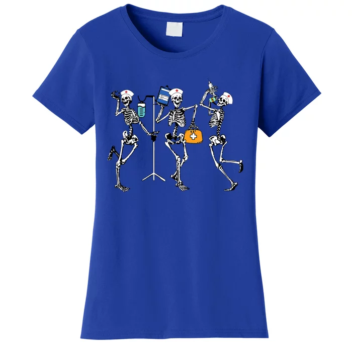 Funny Skeleton Dancing Nurse Halloween Healthcare Crew Gift Women's T-Shirt