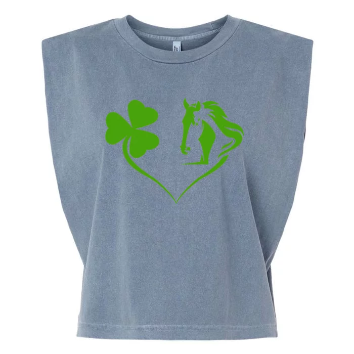 Funny St.Patricks Day design shenanigans shamrock horse Garment-Dyed Women's Muscle Tee