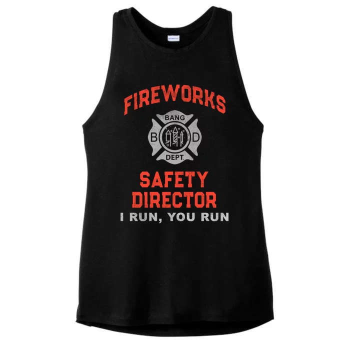 Fireworks Safety Director I Run You Firefighter America Gift Ladies Tri-Blend Wicking Tank