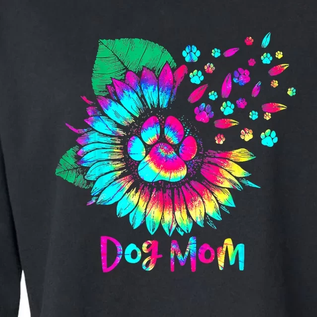 Floral Sunflower Dog Mom Tie Dye Funny Mothers Day Dog Lover Cropped Pullover Crew