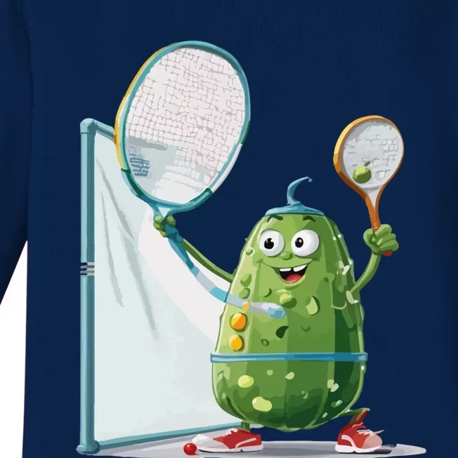 Funny Sports Design Pickleball Cucumber Gift Baby Long Sleeve Bodysuit