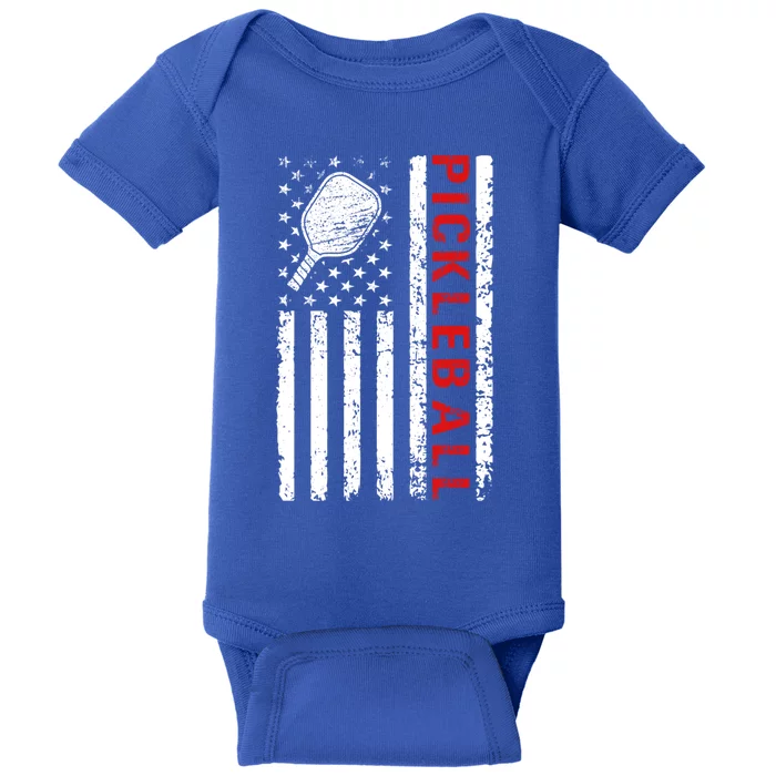 Funny Sports Design Pickleball Us Flag Meaningful Gift Baby Bodysuit