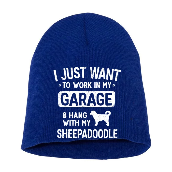 Funny Sheepadoodle Dad Garage Hang With Gift Short Acrylic Beanie