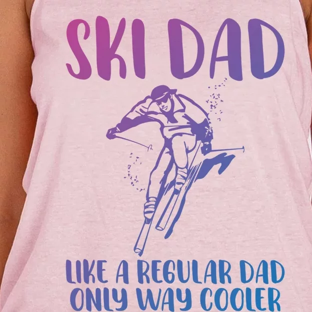 Funny Ski Dad Funny Skier Ski Dad Cool Skier Dad Gift Women's Knotted Racerback Tank