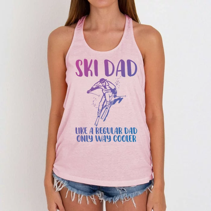 Funny Ski Dad Funny Skier Ski Dad Cool Skier Dad Gift Women's Knotted Racerback Tank