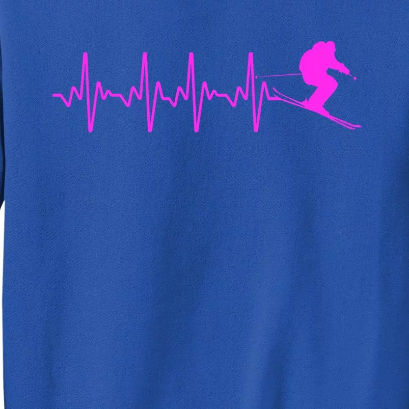 Funny Ski Design For Skier Skiing Heartbeat Great Gift Tall Sweatshirt