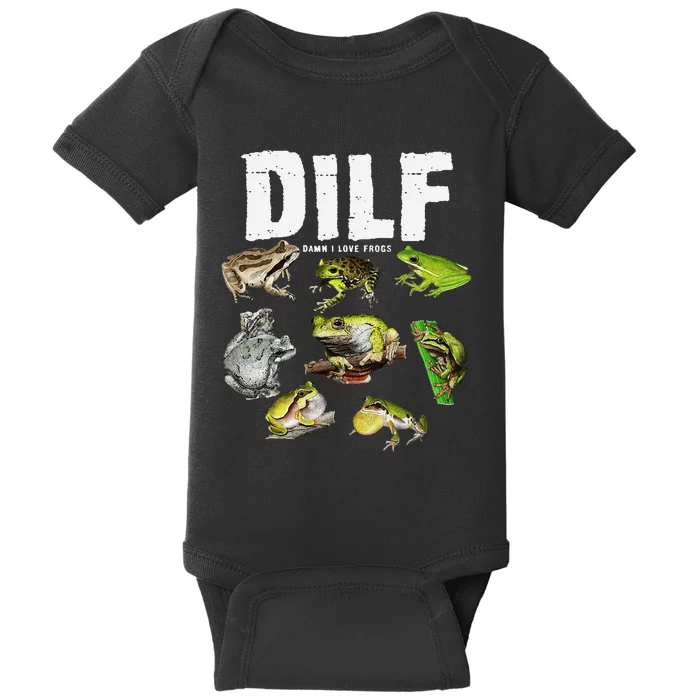 Funny Saying DILF Damn I Love Frogs Animals Baby Bodysuit