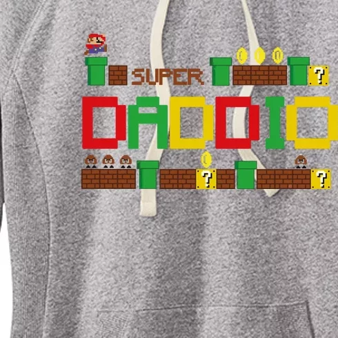 Funny Super Daddio Super Daddy For Gamer Dad Women's Fleece Hoodie