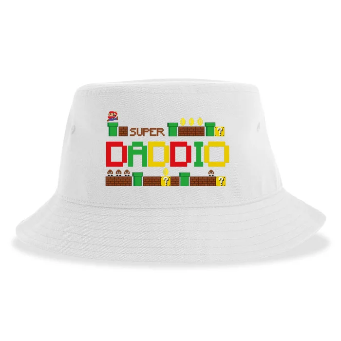 Funny Super Daddio Super Daddy For Gamer Dad Sustainable Bucket Hat