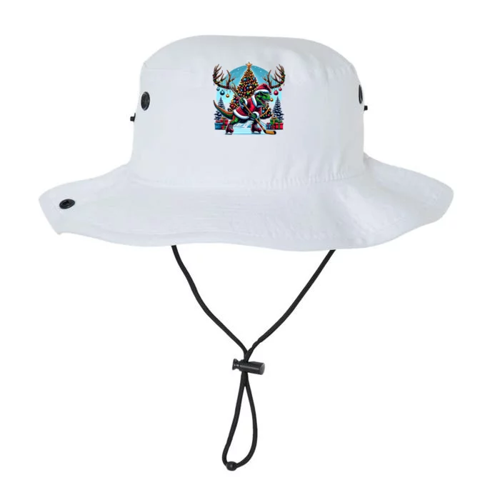 Funny Santa Dinosaur Playing Hockey Gift Legacy Cool Fit Booney Bucket Hat