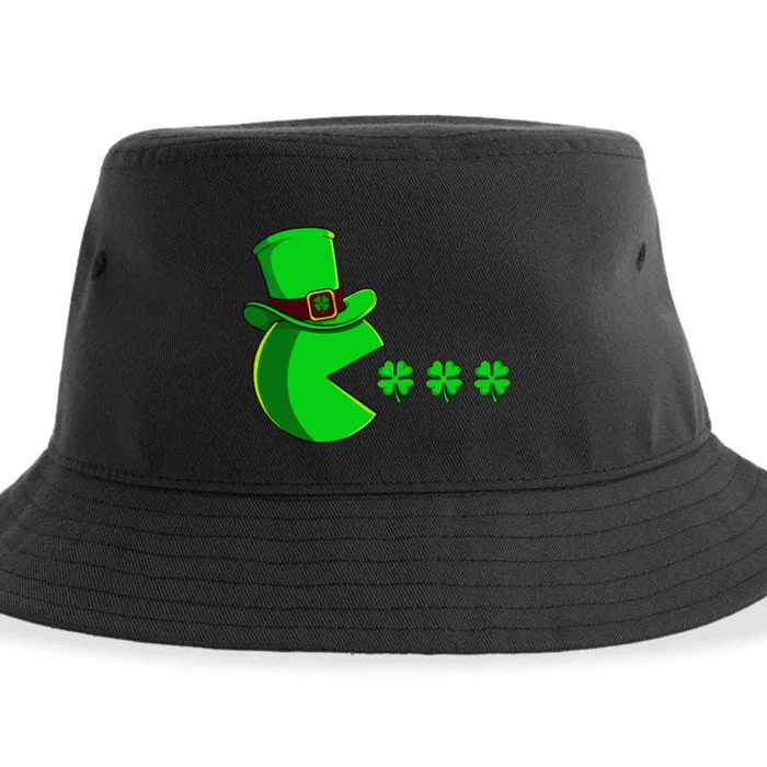 funny st.Patricks Day Gamer Clovers Video Games Sustainable Bucket Hat