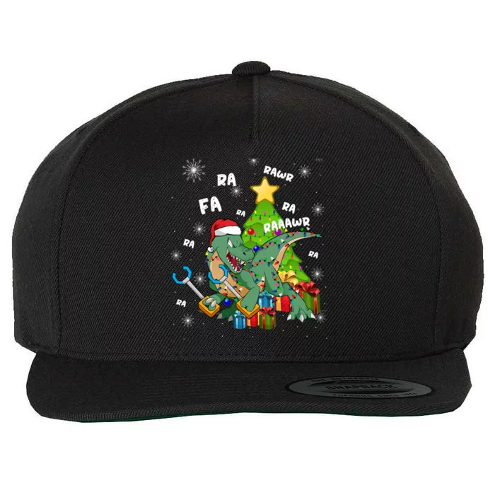 Funny Santa Dinosaur Fa Ra Ra Rawr Rawr Christmas Tgiftrex Xmas Gift Wool Snapback Cap