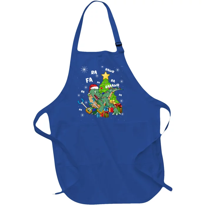 Funny Santa Dinosaur Fa Ra Ra Rawr Rawr Christmas Tgiftrex Xmas Gift Full-Length Apron With Pocket