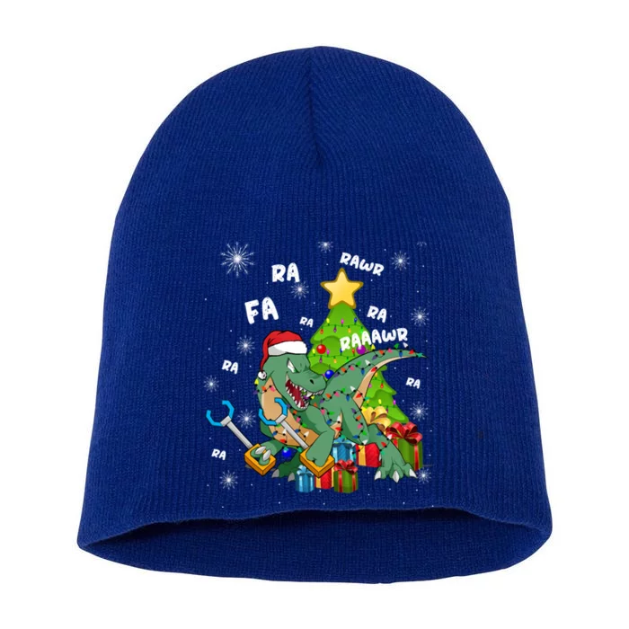 Funny Santa Dinosaur Fa Ra Ra Rawr Rawr Christmas Tgiftrex Xmas Gift Short Acrylic Beanie