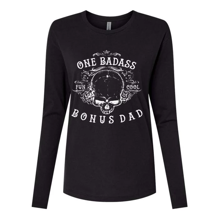 Funny Step Dad Gifts One Badass Bonus Dad Womens Cotton Relaxed Long Sleeve T-Shirt