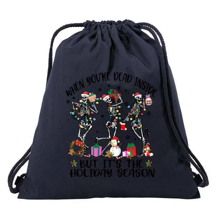 Funny Skeleton Dancing In Christmas Xmas Gift Drawstring Bag