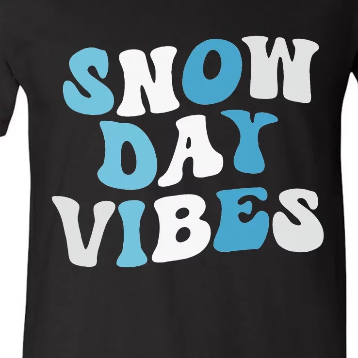 Funny Snow Days Vibes Snow Day Supporter Snow Lover V-Neck T-Shirt