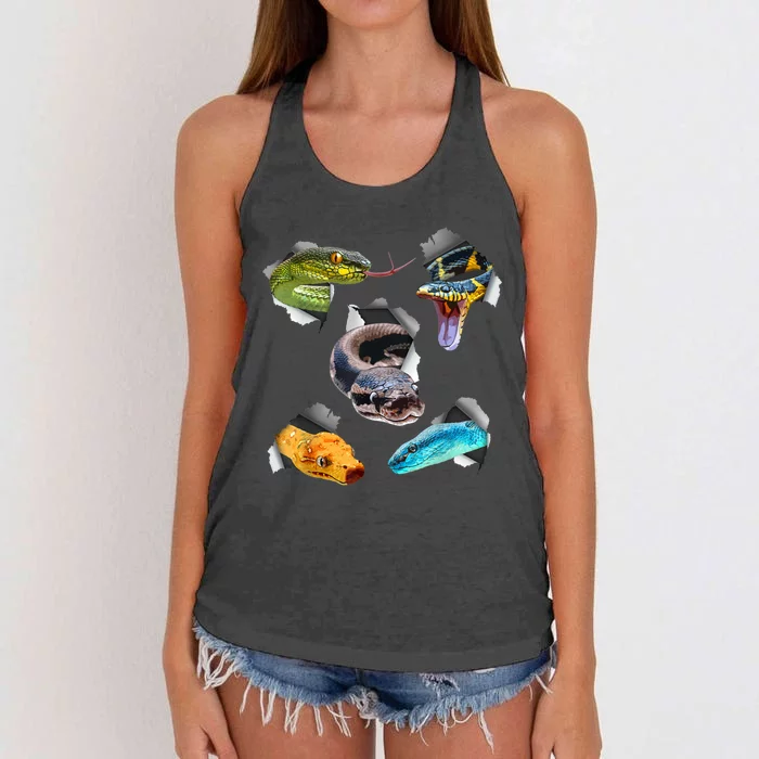 Funny Snake Design For Men Women Kids Toddlers Reptile Lover Women's Knotted Racerback Tank