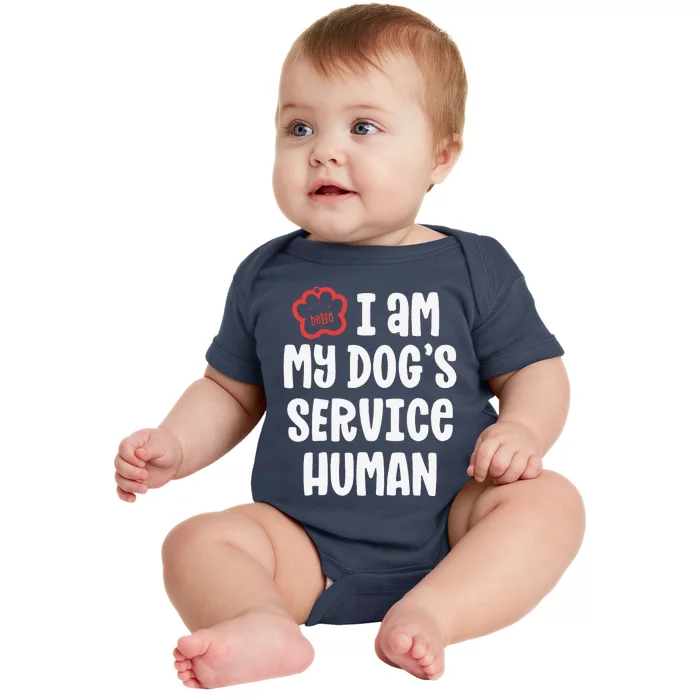 Funny Service Dog For Women I Am My Dogs Human Gift Baby Bodysuit