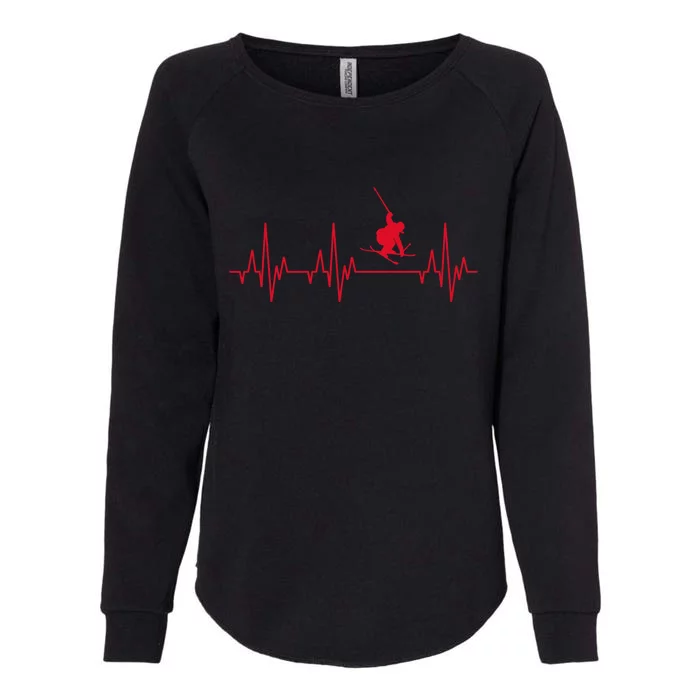 Funny Ski Design For Skier Men Women Kids Skiing Heartbeat Womens California Wash Sweatshirt