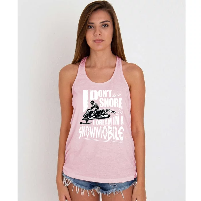 Funny Snowmobile Dream Gift Idea Cool Snowmobiling Gift Women's Knotted Racerback Tank