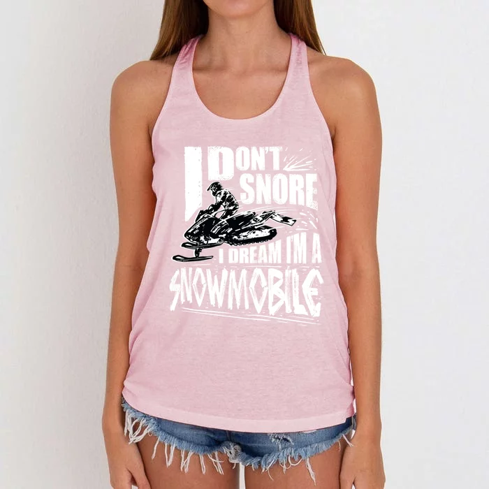 Funny Snowmobile Dream Gift Idea Cool Snowmobiling Gift Women's Knotted Racerback Tank