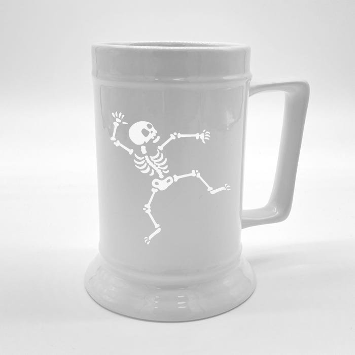 Funny Skeleton Dancing Meme Halloween Spooky Gift Front & Back Beer Stein