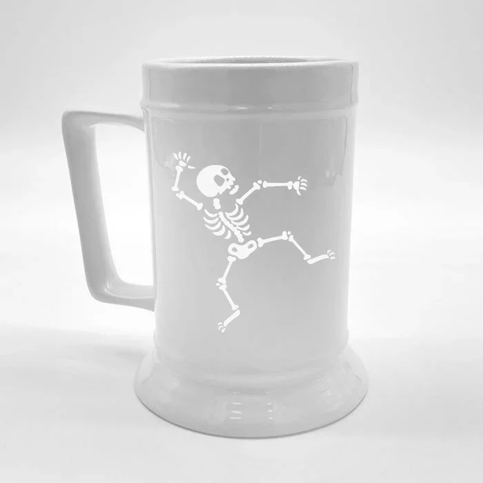 Funny Skeleton Dancing Meme Halloween Spooky Gift Front & Back Beer Stein