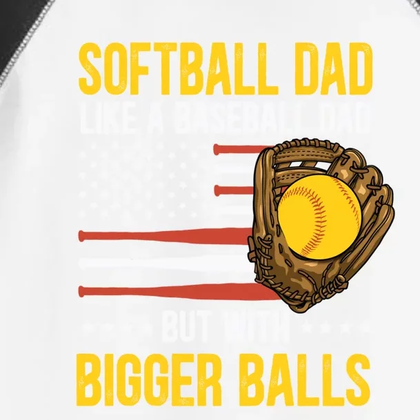 Funny Softball Dad Like A Baseball Dad Us Flag Fathers Day Cute Gift Toddler Fine Jersey T-Shirt