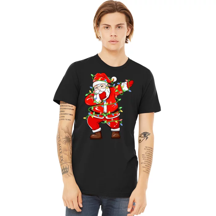 Festive Santa Dabbing with Xmas Lights Hilarious Holiday Gift Premium T-Shirt