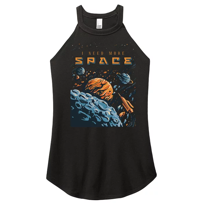 Funny Space Design I Need More Space Women’s Perfect Tri Rocker Tank