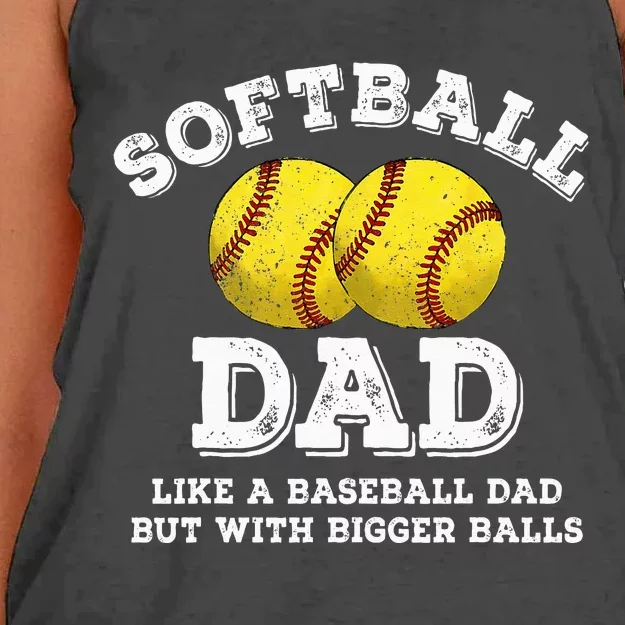 Funny Softball Dad Like A Baseball Dad But With Bigger Balls Women's Knotted Racerback Tank