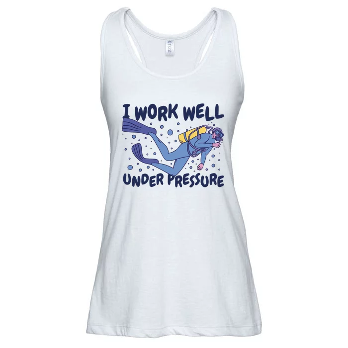 Funny Scuba Diving I Work Well Under Pressure Ladies Essential Flowy Tank