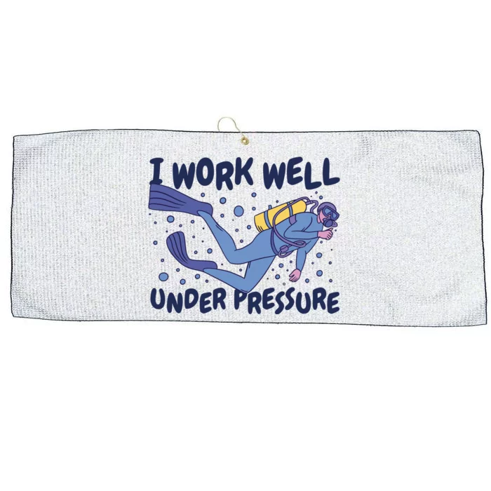 Funny Scuba Diving I Work Well Under Pressure Large Microfiber Waffle Golf Towel