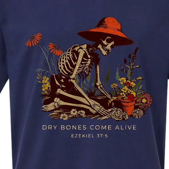 Funny Skeleton Dry Bones Come Alive Dry Bones Come Alive Funny Skeleton Flower Sueded Cloud Jersey T-Shirt